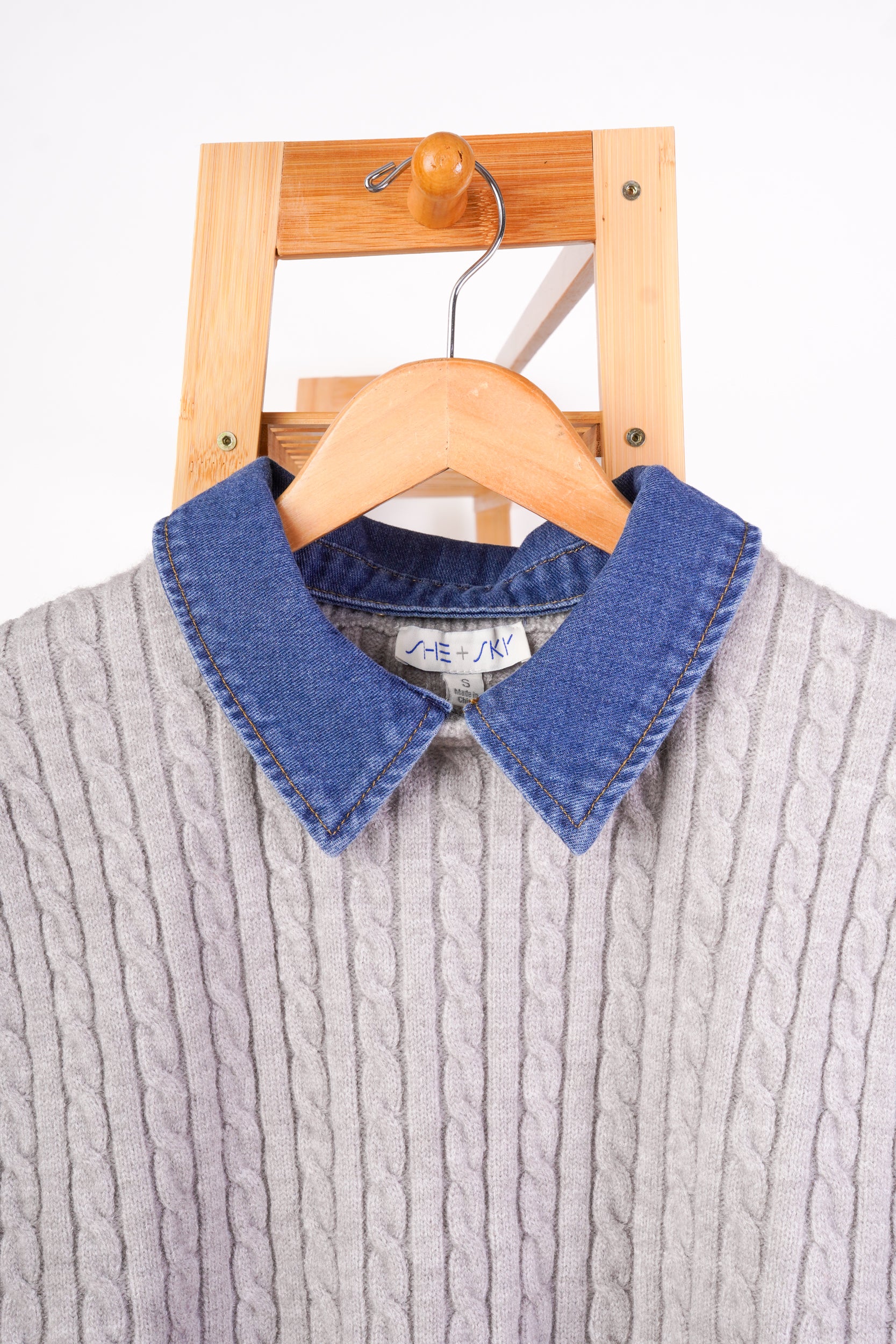 Denim Detail Sweater Vest