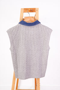 Denim Detail Sweater Vest