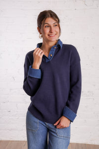 Heritage Denim Collar Knit