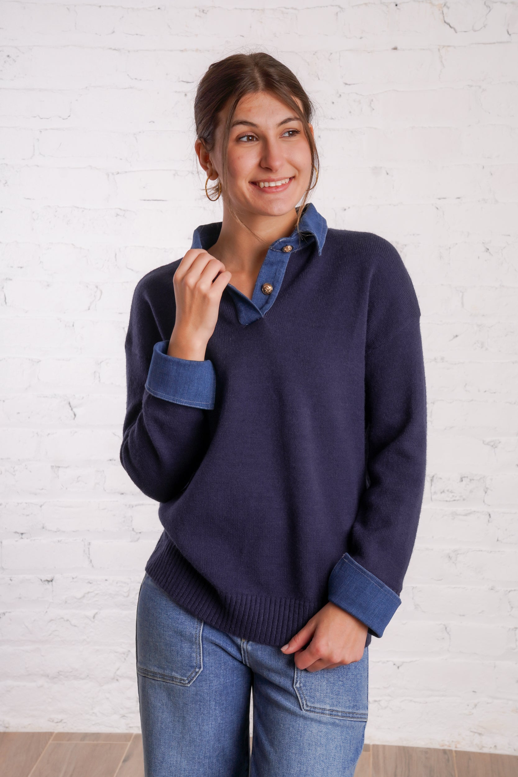 Heritage Denim Collar Knit