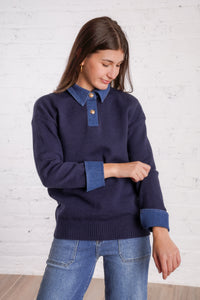 Heritage Denim Collar Knit