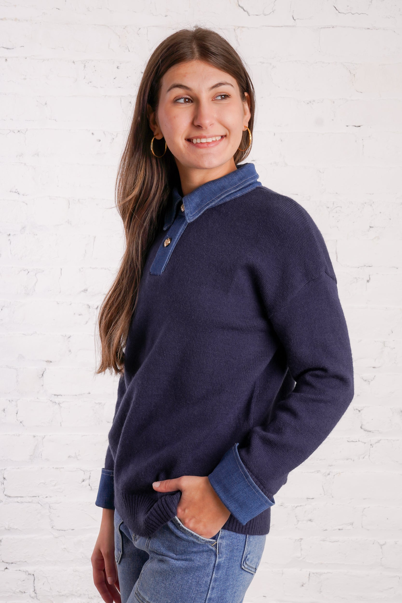 Heritage Denim Collar Knit