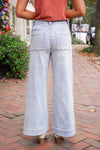 light wash denim drawstring pants 