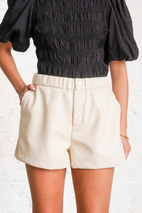Ivory Faux Leather Shorts