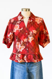 Beverly Floral Plaid Top