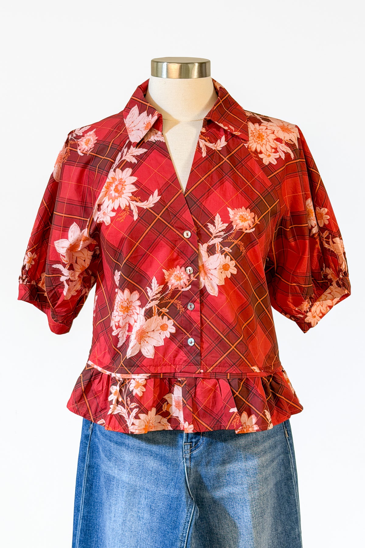 Beverly Floral Plaid Top