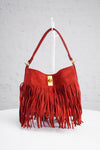 Fringe Bucket Bag in Red