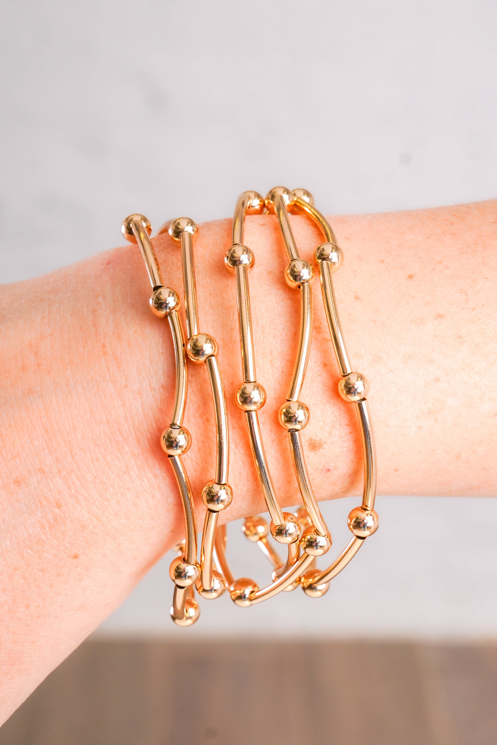 Gold Beaded Bracelet Set