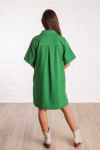 Green Utility Shirt Dress
