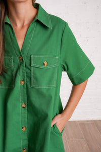 Green Utility Shirt Dress