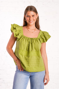 Moss Ruffle Sleeve Blouse