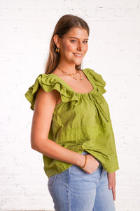 Moss Ruffle Sleeve Blouse