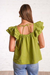 Moss Ruffle Sleeve Blouse