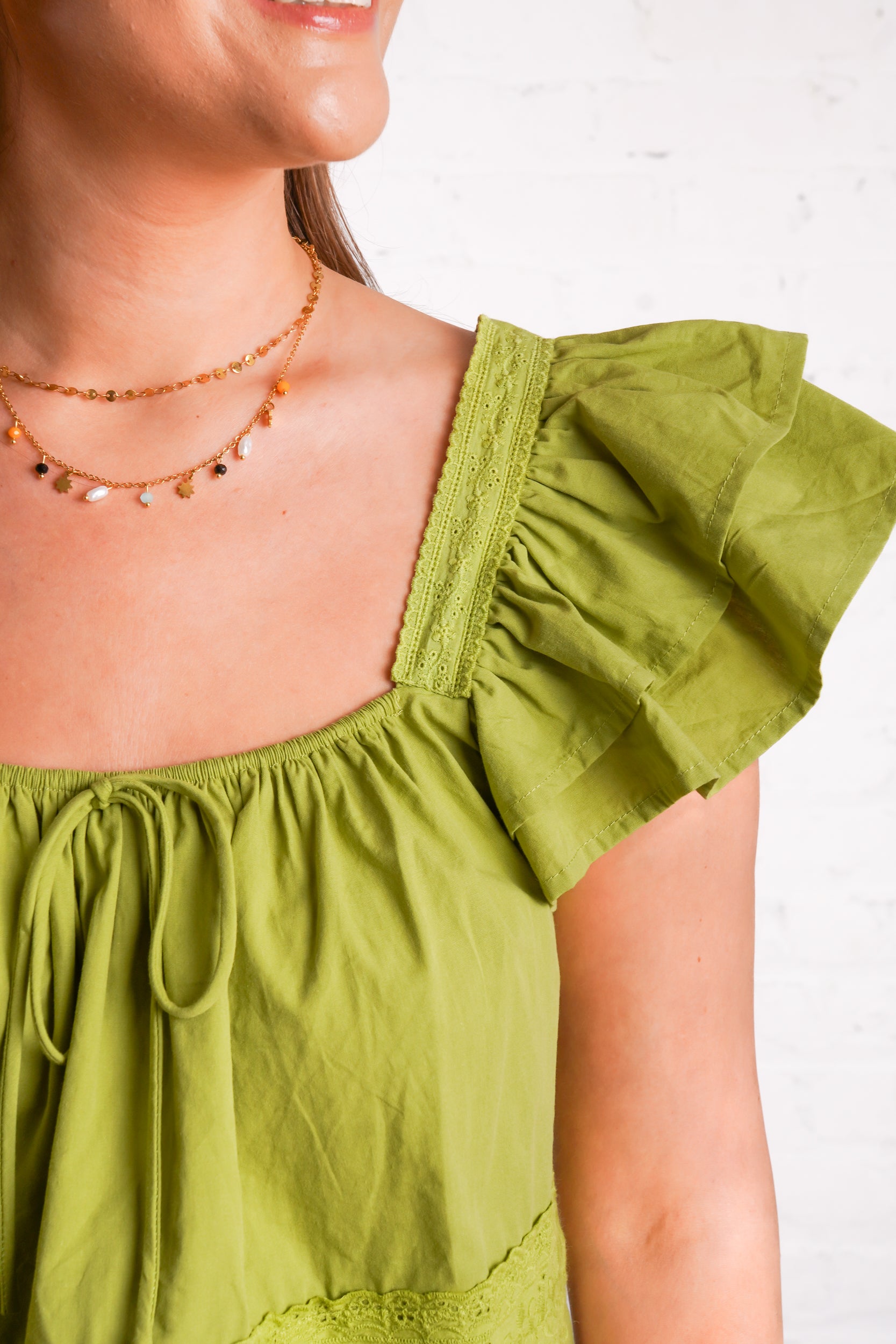 Moss Ruffle Sleeve Blouse – Red Clover