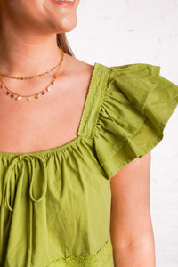 Moss Ruffle Sleeve Blouse
