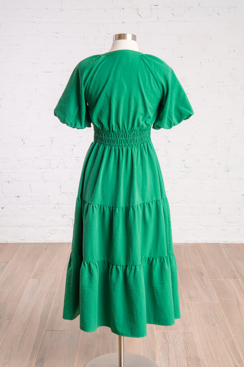 evergreen midi dress Evergreen Tiered Midi Dress Light Sage / Medium
