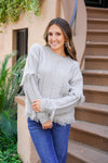 grey fringe sweater 