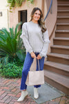 grey fringe sweater 
