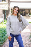 grey fringe sweater 