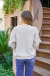 grey fringe sweater 