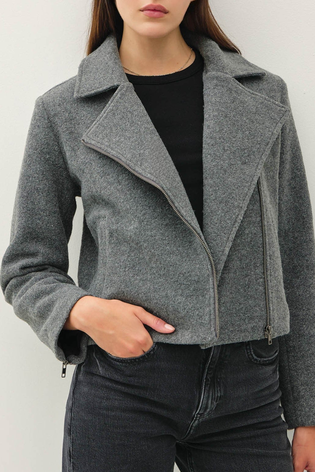 Knit Moto Jacket – Red Clover