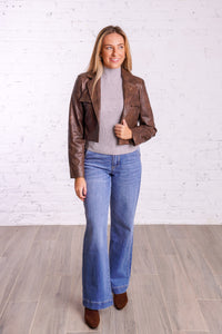 Faux Leather Crop Jacket