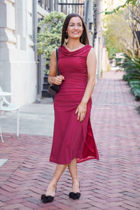 Cranberry Crush Midi Dress