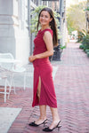 Cranberry Crush Midi Dress
