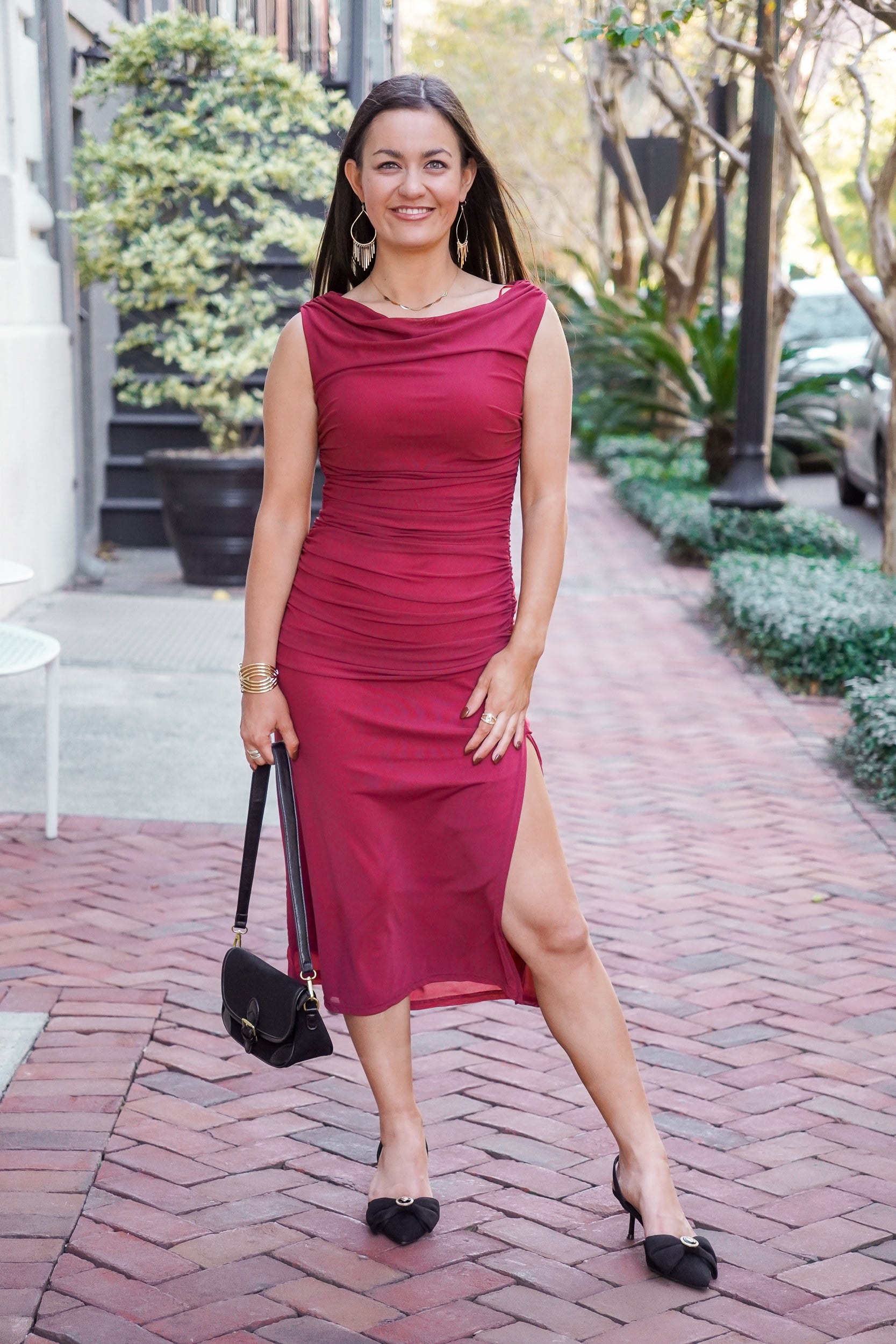 Cranberry Crush Midi Dress