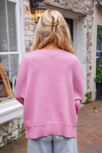 pink soft pullover sweater 