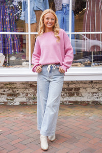 pink soft pullover sweater 