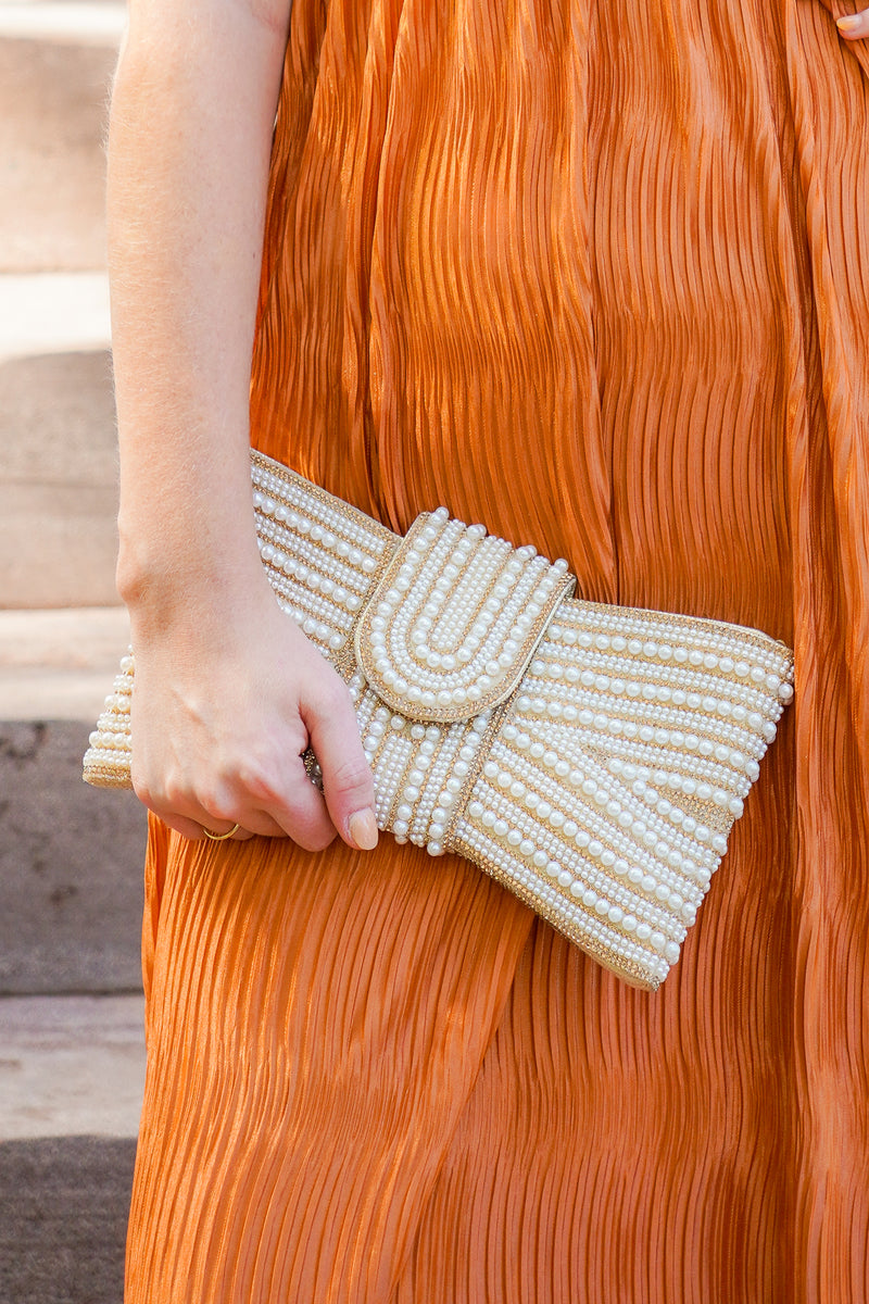 pearl beaded clutch bag