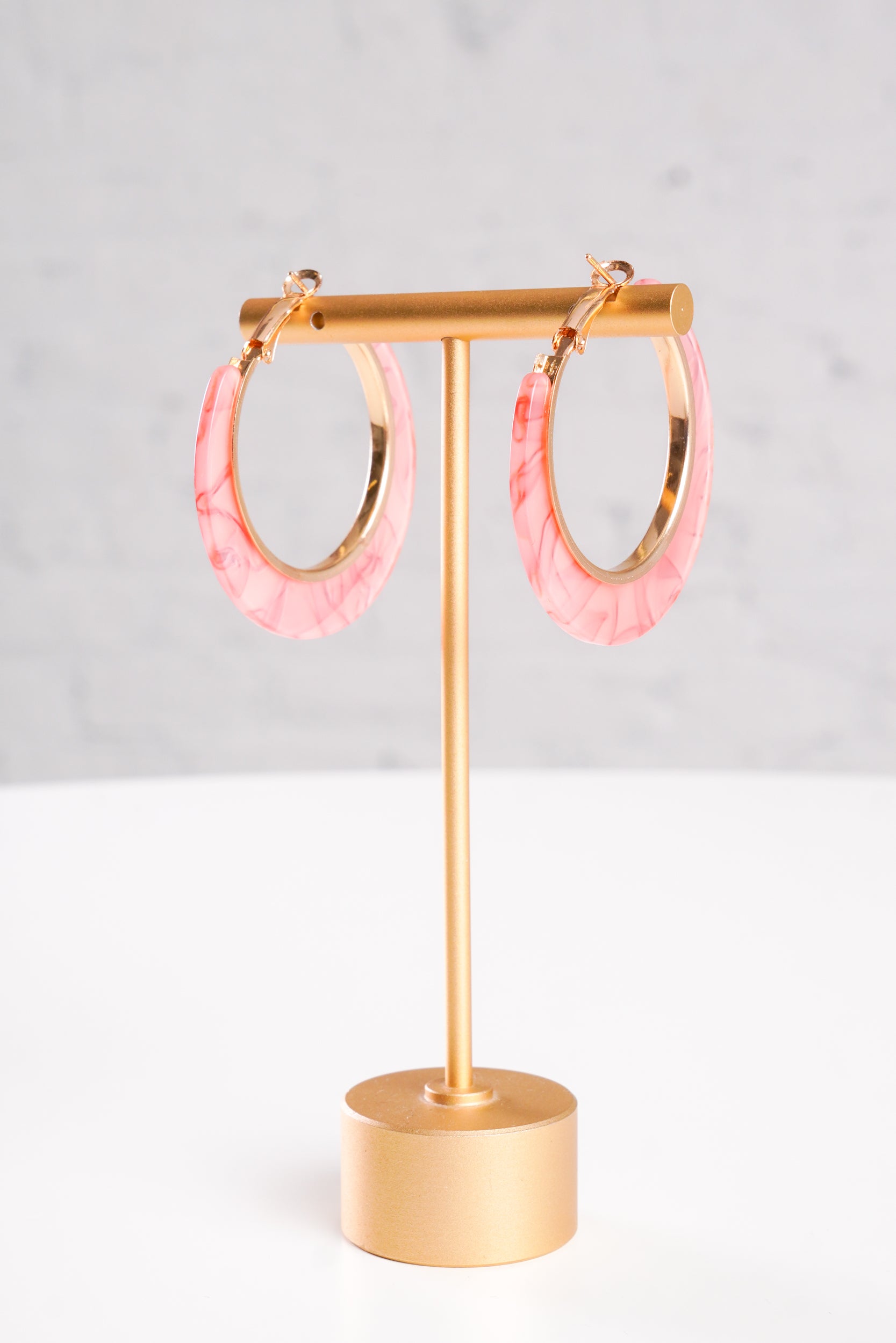 Coral Acrylic Hoop Earrings