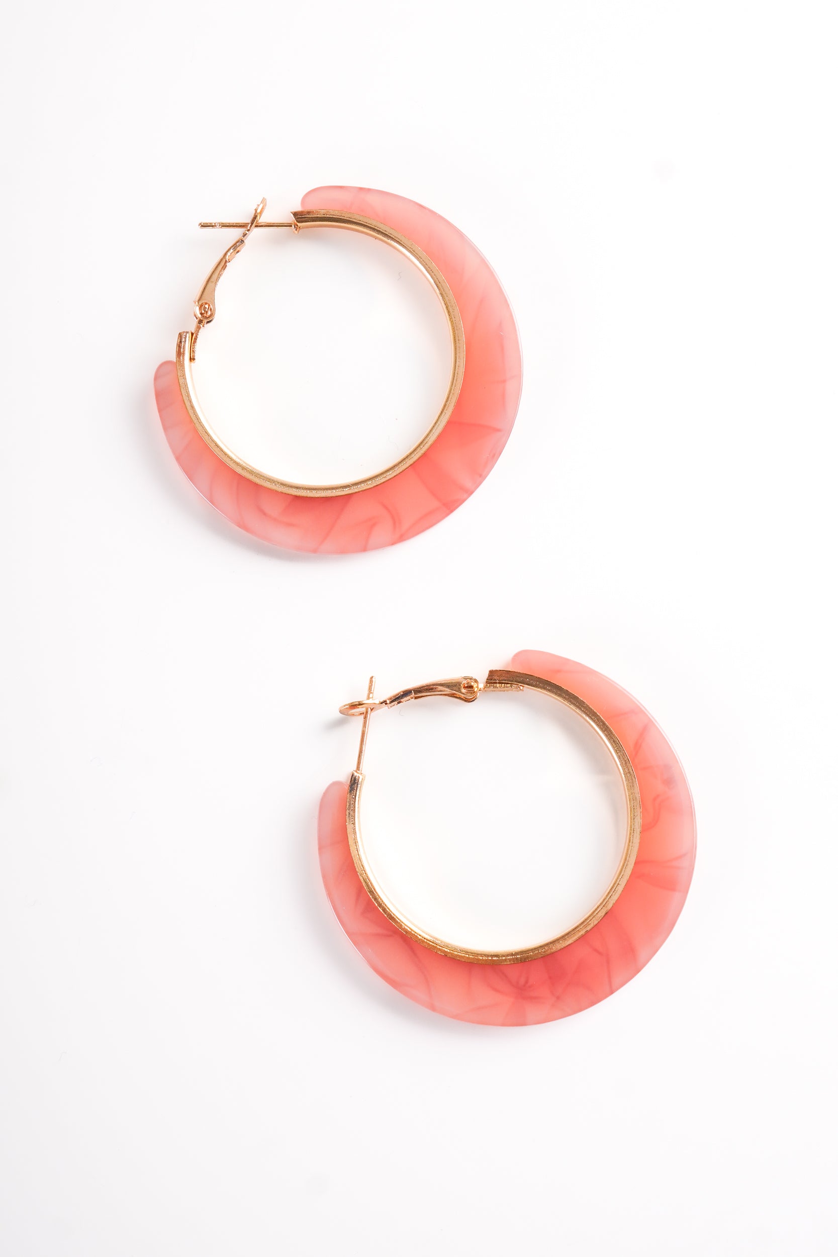 Coral Acrylic Hoop Earrings