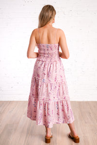 pink floral skirt set with eyelet and floral details 