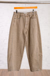 checkered barrel denim