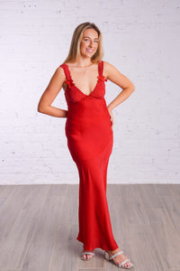 Red Satin Lace Dress