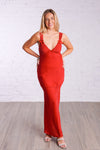 Red Satin Lace Dress