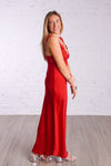 Red Satin Lace Dress