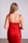 Red Satin Lace Dress