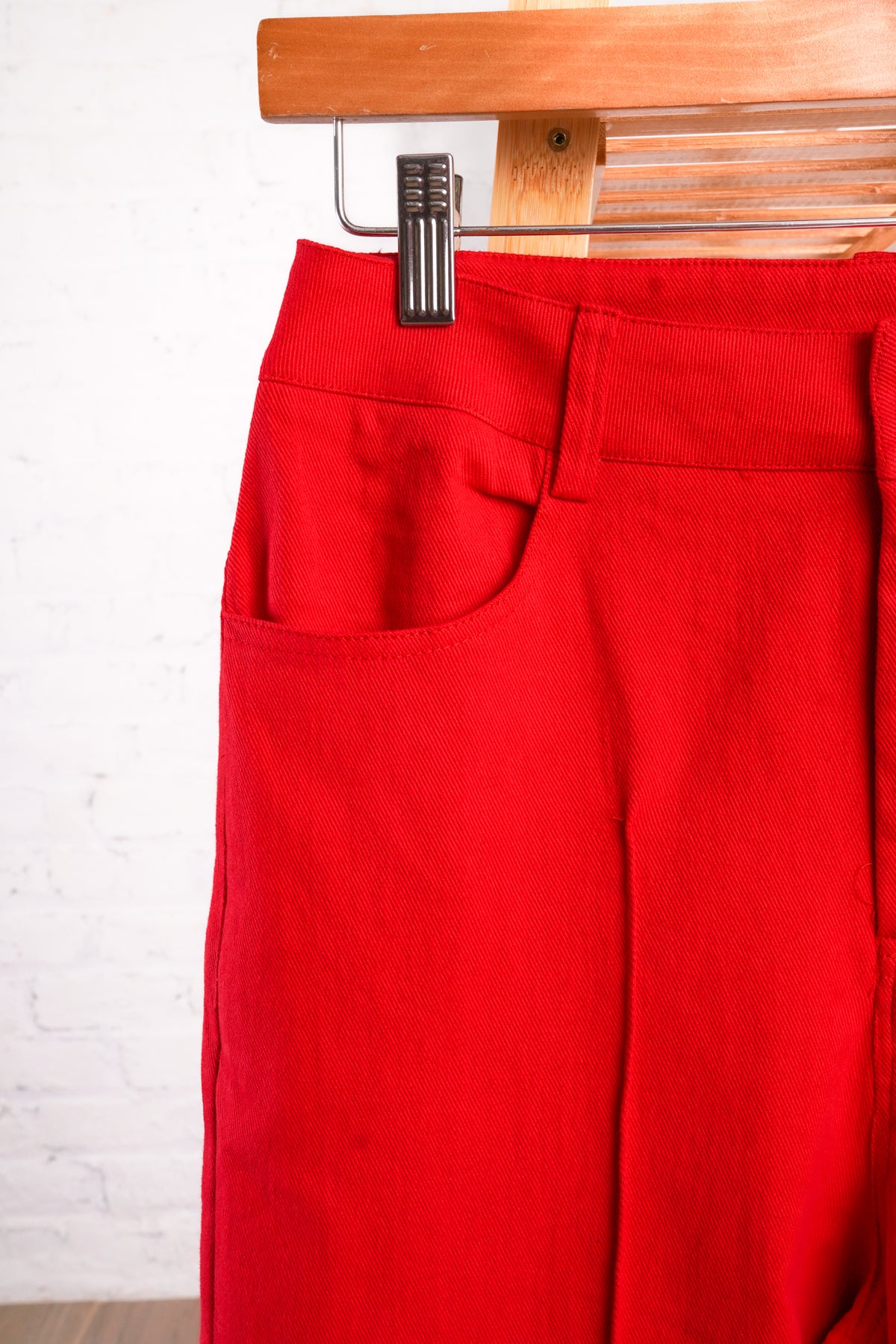 Red pants with flare bottom