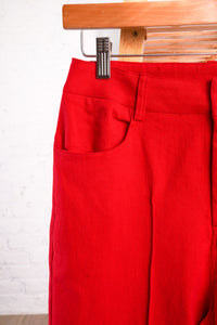 Red pants with flare bottom