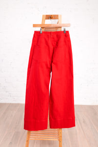 Red pants with flare bottom