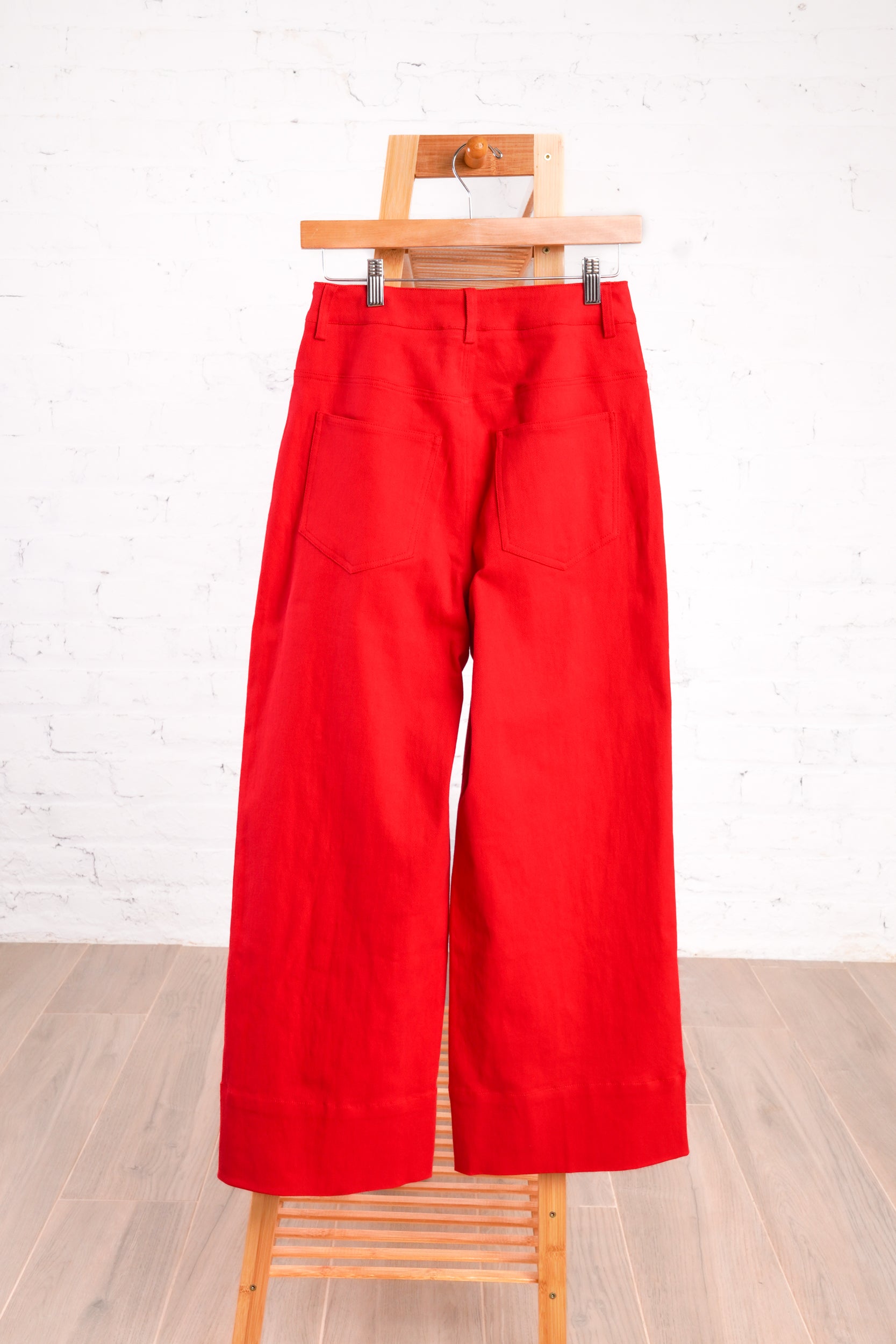 Red pants with flare bottom