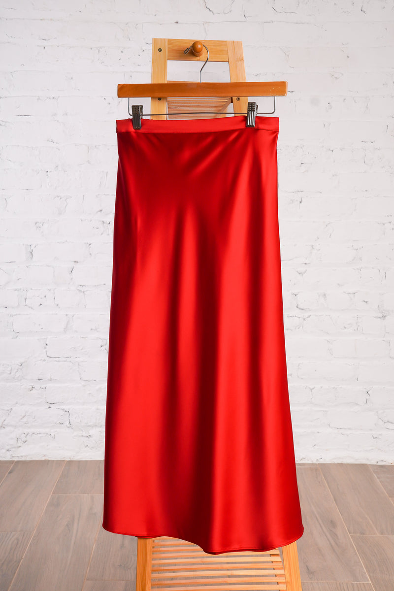 Red Satin Skirt