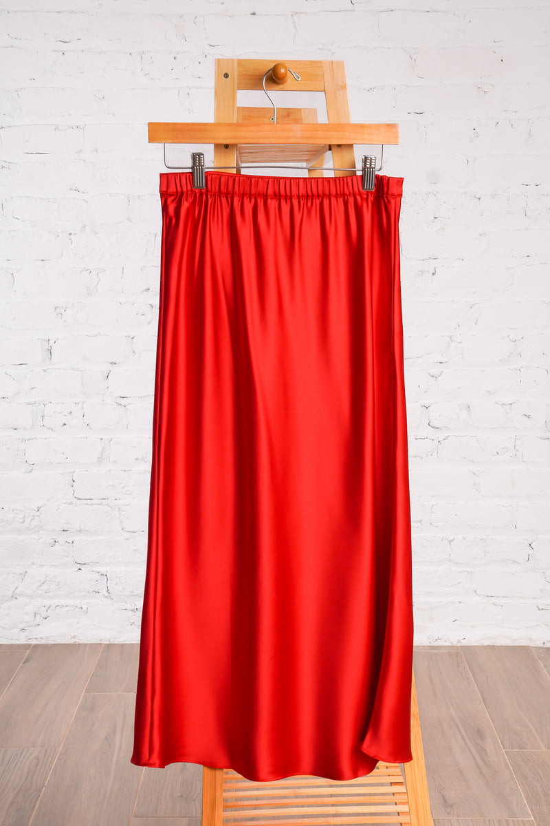 Red Satin Skirt