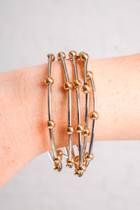 Two Tone Beaded Bracelet Set