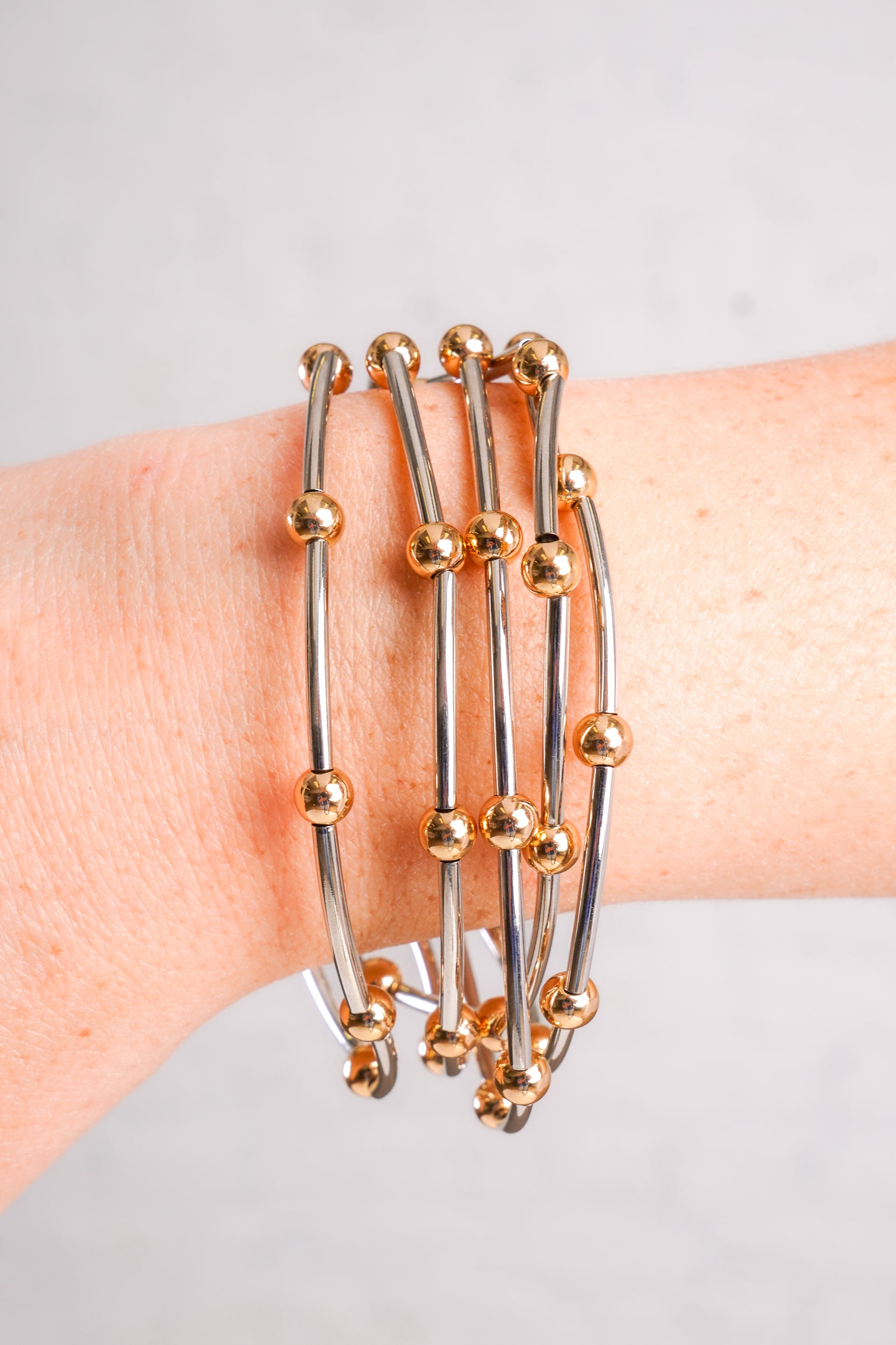 Two Tone Beaded Bracelet Set