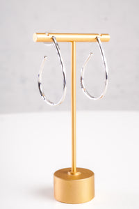 Silver Teardrop Hoop Earrings