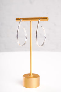 Silver Teardrop Hoop Earrings